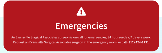image detailing Evansville Surgical Associate’s emergency and trauma surgery policies